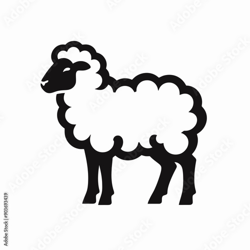 very simple and single sheep silhouette white background,  Sheep silhouette vector illustration