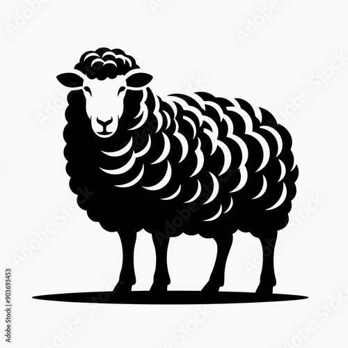 very simple and single sheep silhouette white background,  Sheep silhouette vector illustration