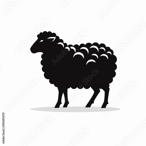 very simple and single sheep silhouette white background,  Sheep silhouette vector illustration