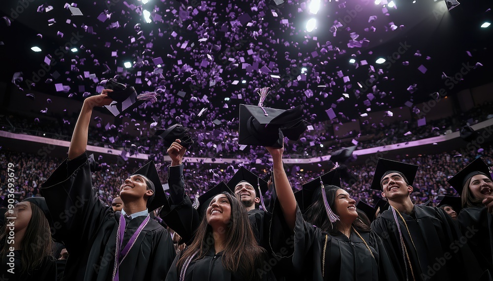 Graduates Throwing Caps in the Air During a Celebration Graduates Throwing Caps in the Air During a Celebration