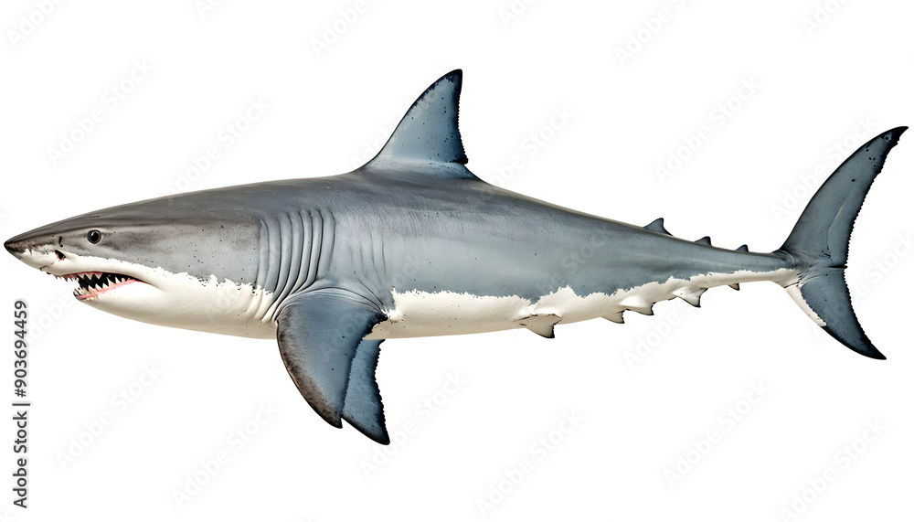 Fototapeta premium Great White Shark Isolated on White Background