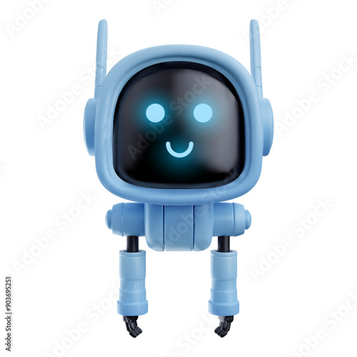 Cute robot assistance or bot in realistic 3d style. Vector futuristic friendly character design.