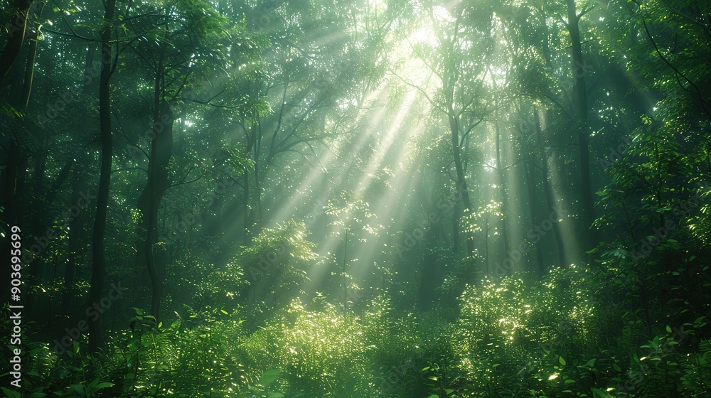 landscape nature background showcasing a dense forest with sunlight filtering through the trees landscape nature background showcasing a dense forest with sunlight filtering through the trees