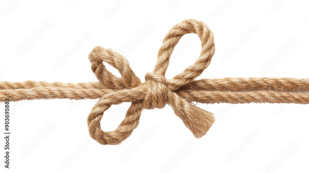 Twine rope with bow on transparent background Twine rope with bow on transparent background