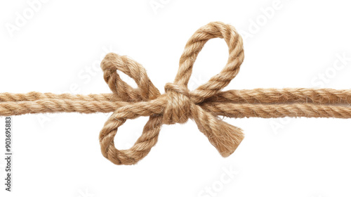 Twine rope with bow on transparent background