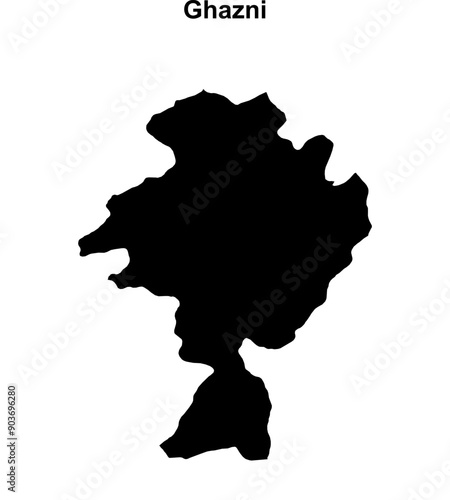 Ghazni province blank outline map photo