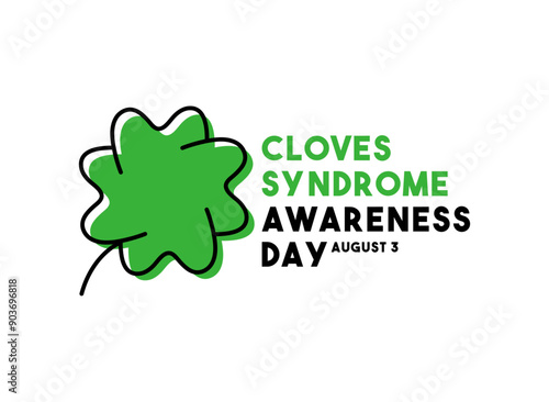 Vector Illustration of Cloves Syndrome Awareness Day. August 3.  White background.