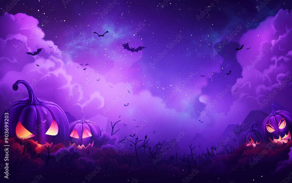 Halloween night background. Scary cemetery and full pumpkin Halloween night background. Scary cemetery and full pumpkin