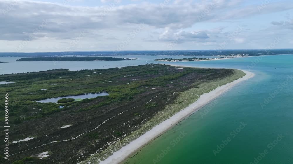 Studland Naturist Beach and Knoll Beach Studland over Studland and Godlingston Heath National Nature Reserve from a drone, Studland, Poole, Dorset, England Studland Naturist Beach and Knoll Beach Studland over Studland and Godlingston Heath National Nature Reserve from a drone, Studland, Poole, Dorset, England