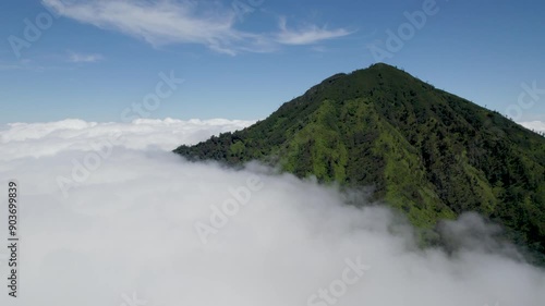 Aerial view of mountains above the clouds in Indonesia, Gunung Rante, Ijen photo