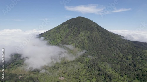 Aerial view of mountains above the clouds in Indonesia, Gunung Rante, Ijen photo