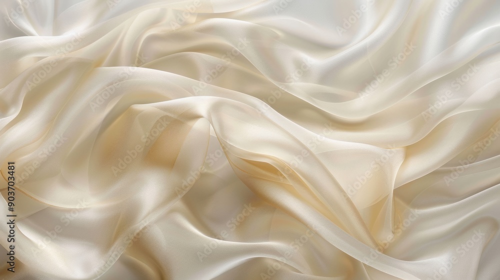 A white fabric with a pattern of waves A white fabric with a pattern of waves