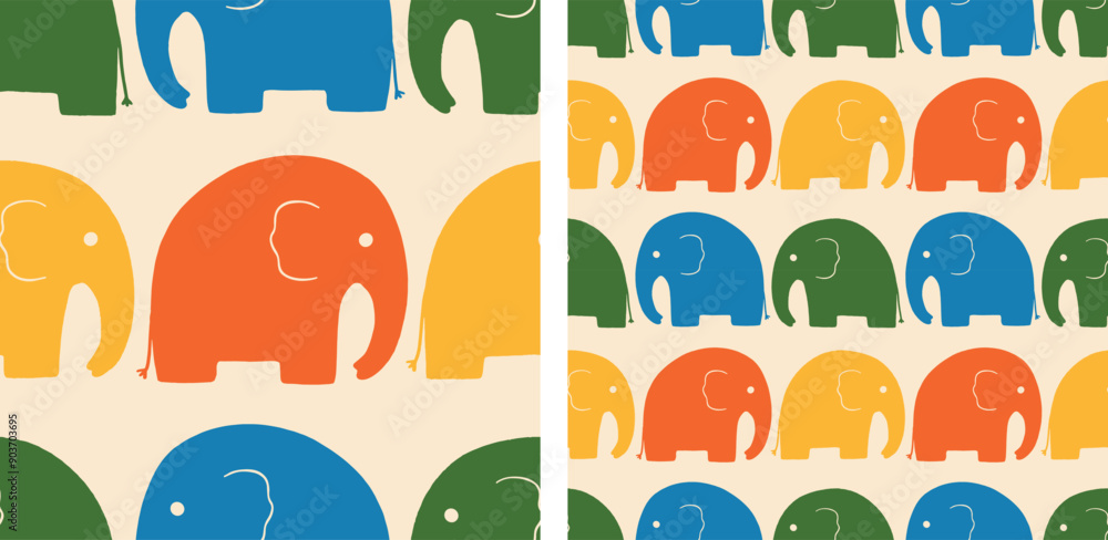 Cute Elephant Pattern colorful gender-neutral nursery animal jungle seamless pattern vector illustration Cute Elephant Pattern colorful gender-neutral nursery animal jungle seamless pattern vector illustration