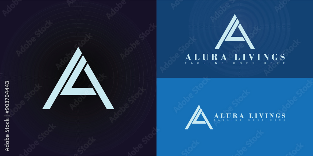 Abstract triangle initial letter AL or LA in blue color isolated on multiple background colors. The logo is suitable for hotel management company logo design inspiration templates. Abstract triangle initial letter AL or LA in blue color isolated on multiple background colors. The logo is suitable for hotel management company logo design inspiration templates.