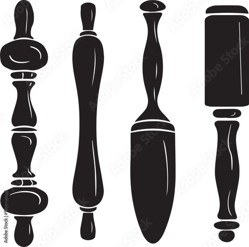 Balcony Railing Minimalist Black Silhouette Vector Collection