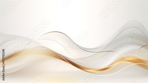 Abstract background with flowing golden and white waves.
