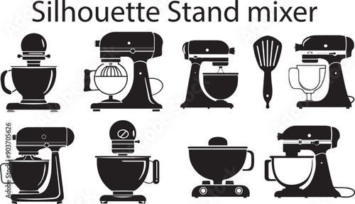Silhouette Stand Mixer Modern Black Silhouette Design Elements