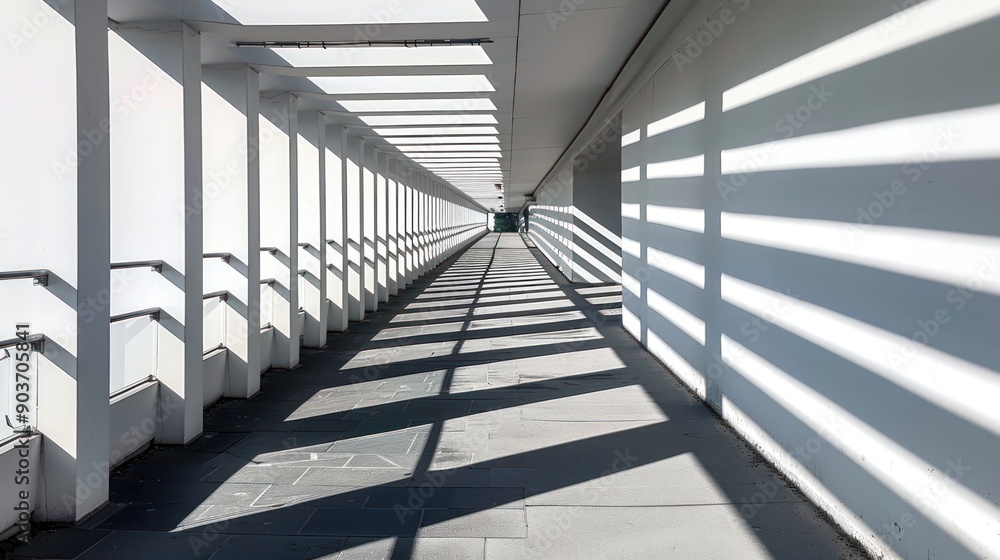 Fototapeta premium Architectural detail of a bridge deck with abstract shadows and light