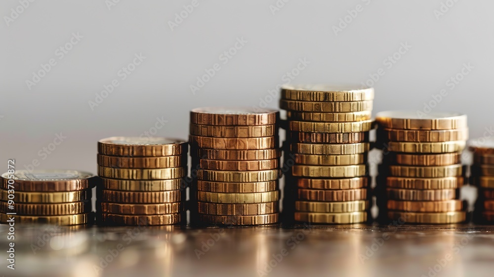 Coin Stacks: A visual metaphor for financial growth, a row of coin stacks ascends in size, symbolizing wealth, prosperity, and success. Coin Stacks: A visual metaphor for financial growth, a row of coin stacks ascends in size, symbolizing wealth, prosperity, and success.
