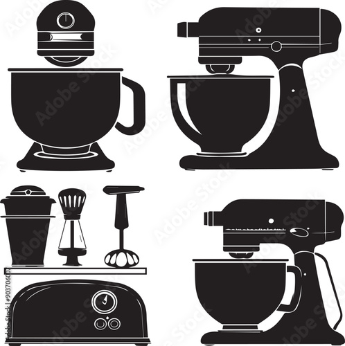 Kitchen Mixer Abstract Silhouette Vector Graphics Pack