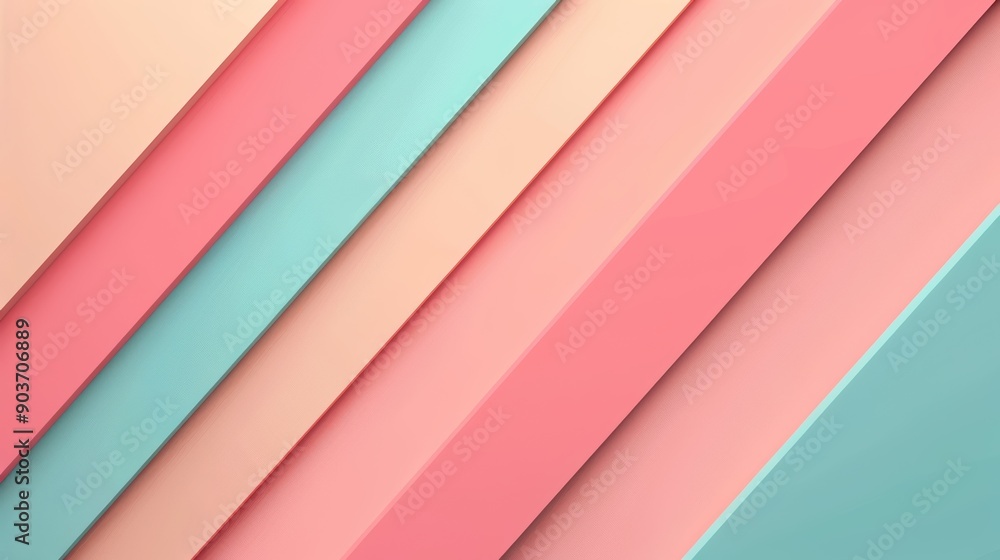 Fototapeta premium Abstract Geometric Background with Diagonal Stripes in Pastel Colors of Pink, Blue, and Beige