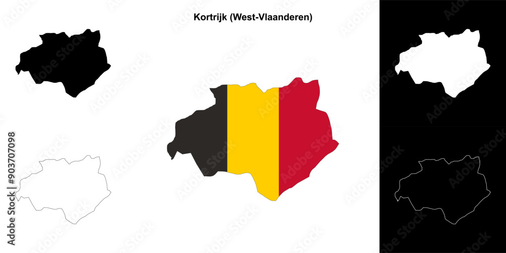 Φωτογραφία Kortrijk arrondissement outline map set