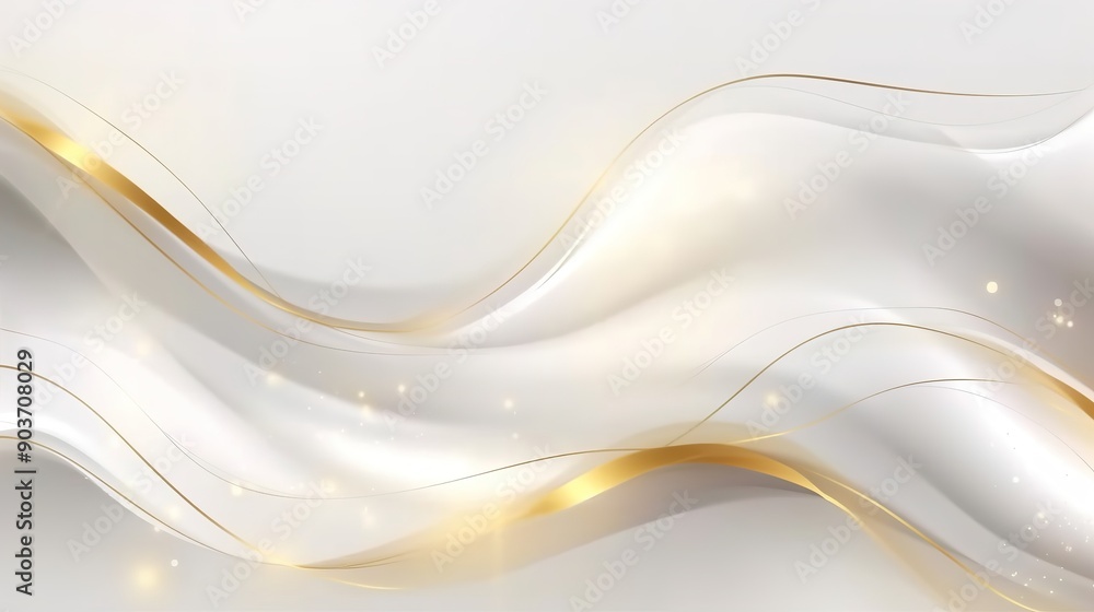 Abstract white and gold background with flowing lines and subtle shimmer. Abstract white and gold background with flowing lines and subtle shimmer.