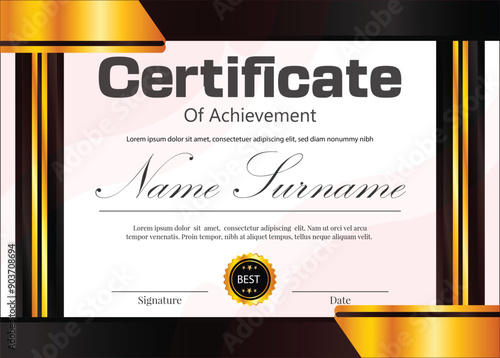 golden black color full new certificate design with name and sur name 