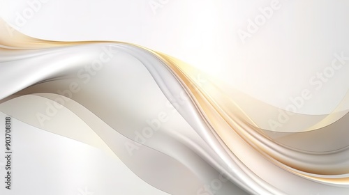 Abstract white and gold background with wavy lines.