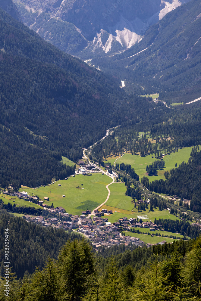 Fototapeta premium Aerial view of Val Fiscalina in South Tyrol, Italy