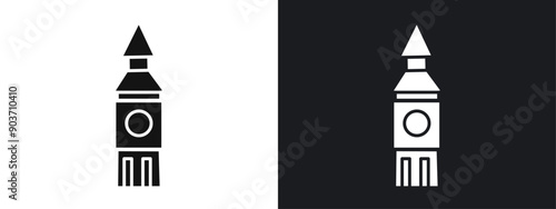Big Ben icon linear graphics set vector in black