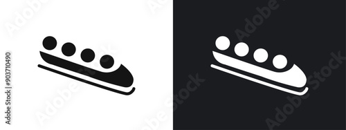 Bobsleigh icon linear graphics set vector in black