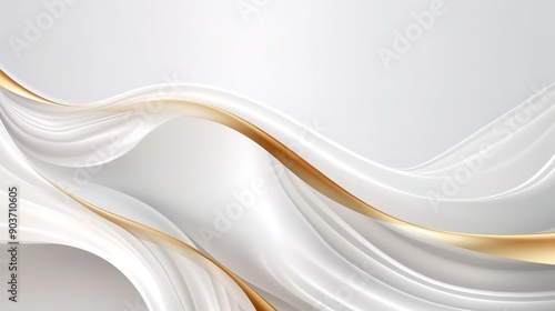 Abstract white and gold wave background.