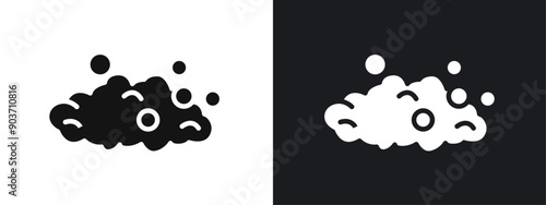 Bubbles and foam icon linear graphics set vector in black