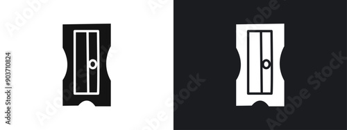 Pencil sharpener icon linear graphics set vector in black