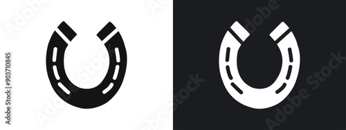 Horseshoe icon linear graphics set vector in black