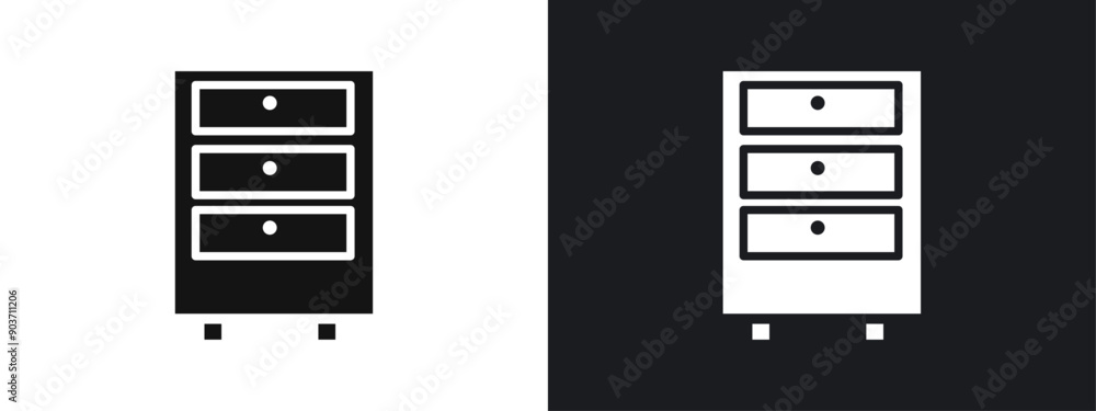 Chest of drawers icon linear graphics set vector in black Chest of drawers icon linear graphics set vector in black