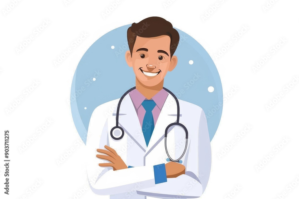 Male doctor smiling healthcare innovation concept vector illustration friendly design medical inspiration Male doctor smiling healthcare innovation concept vector illustration friendly design medical inspiration
