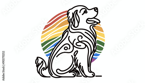  Golden Retriever Dog With LGBTQ Rainbow Pride Flag Funny Pround Mom Dad of Gay Lesbian Ally   Vector Clipart