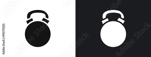 kettlebell icon linear graphics set vector in black