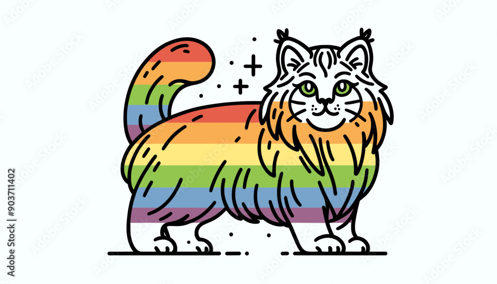 Norwegian Forest Cat Cat With LGBTQ Rainbow Pride Flag Funny Pround Mom Dad of Gay Lesbian Ally Vector Clipart Norwegian Forest Cat Cat With LGBTQ Rainbow Pride Flag Funny Pround Mom Dad of Gay Lesbian Ally Vector Clipart