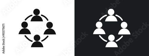 collaboration icon linear graphics set vector in black