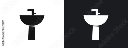 washbasin icon linear graphics set vector in black