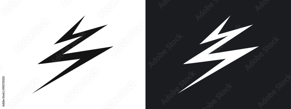 Lightning power charge icon linear graphics set vector in black Lightning power charge icon linear graphics set vector in black