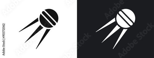 Linear sputnik icon linear graphics set vector in black