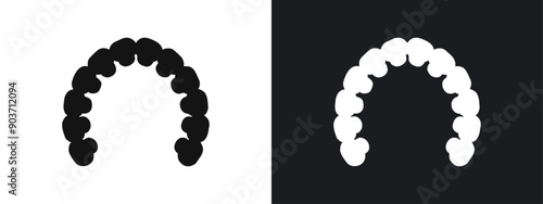 lingual braces icon linear graphics set vector in black