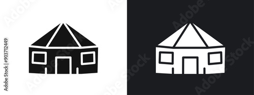 Yurt Icon linear graphics set vector in black