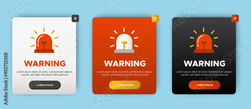 Warning of error pop up banner with flat design isolated on the background. Professional web design, full set of elements. User-friendly design materials. vector