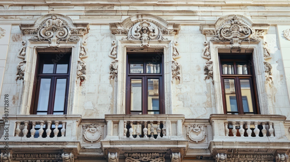 Obraz premium Historic building facade with ornate architectural details