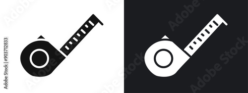 measure tape icon linear graphics set vector in black